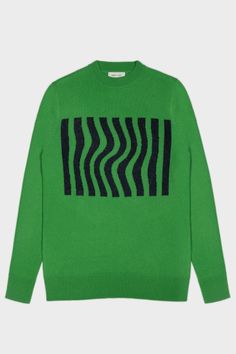 Green cashmere sweater with relaxed fit and crewneck style. LERET LERET cashmere sweaters are cozy and comfy to wear for every occasion. Classy outfits designed for women and men. The perfect gift. Style with Leret Leret outfit. Made in Mongolia with 100% Mongolian Cashmere. #leretleret #cashmeresweater #organic #green #stripes #black #sweater #mongoliancashmere #crewneck #cashmere #gift #limitededition #falloutfit #winteroutfit #outfitidea #autumnoutfit Wave Sweater, Crewneck Style, Cashmere Color, Green Fits, Timeless Wardrobe Staples, Autumn Outfit, Mongolia, Clothes Collection, Cashmere Sweater