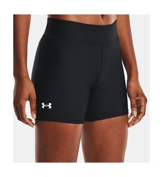 Close-fitting workout shorts deliver a full list of performance benefits. Made of polyester and elastane. Waist has tall, exposed elastic sewn onto the inside and sits at your hips without rolling or folding. Compression fit provides supportive coverage to your muscle groups to improve your workouts and lessen fatigue. HeatGear is the original performance fabric from UA, and its light feel and wicking ability help you ignore higher temperatures to focus on your workout. 4-way stretch and compres Black Compression Athletic Shorts With Moisture-wicking, Sports Shorts With Contoured Waistband And 5-inch Inseam, Black Compressive Moisture-wicking Athletic Shorts, Compressive Black Athletic Shorts With Moisture-wicking, High Stretch Athletic Shorts For Sports, Black Compression Shorts With Moisture-wicking, Moisture-wicking Workout Shorts With Medium Support, Fitted Black Athletic Shorts With Go-dry Technology, High-stretch Athletic Shorts For Sports