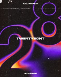 the cover art for twenty eight, which features an abstract design with purple and orange colors