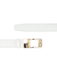 "Buy White Belt With Gold Buckle - Comfort Click Belt - Mens Click It Belt - White Belt Leather - Mens White Golf Belt BELT SIZE: Choose from drop down menu above BELT WIDTH: 1 3/8\" | 3.5 cm LEATHER: Genuine leather COLOR: White BUCKLE: Gold color CONDITION: New INCLUDED: Dust bag ALL BELTS ARE MEASURED FROM THE LEATHER PART'S END TO THE MIDDLE HOLE. Usually choose belt two sizes larger than regular jeans size. For example, if you wear jeans in size 32\", then belt size 36\" would fit well. PAY Luxury Business Belts With Gold Buckle, Luxury Business Belt With Gold Buckle, Classic Gold Belt, Elegant Business Belts, Classic Business Belt With Gold Buckle, Gold Formal Belt With Removable Feature, Classic Formal Belt With Gold Buckle, Elegant White Belt Buckle, Elegant White Leather Belt