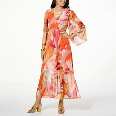 Antthony Printed Mesh Knit Long-Sleeve Maxi Dress  Bea-YOU-tiful! A flowy, stretch mesh knit fabrication, pretty & playful print, and a figure-flattering Bohemian-inspired maxi dress silhouette give this must-have design a lovely, ladylike look for any time of year. Stretch Long Sleeve Dress For Beach Cover-up, Chiffon Stretch Beach Dress, Stretch Chiffon Beach Dress, Spring Printed Stretch Maxi Dress, Spring Stretch Printed Maxi Dress, Spring Stretch Maxi Dress With Print, Spring Season Stretch Maxi Dress With Print, Spring Beach Stretch Maxi Dress, Stretch Maxi Dress For Beach In Spring