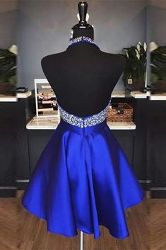 Elegant Halter Short Royal Blue Homecoming DressElegant Halter Short Royal Blue Homecoming Dress Satin Prom Dress Short, Royal Blue Satin Dress, Royal Blue Homecoming, Royal Blue Homecoming Dress, Royal Blue Homecoming Dresses, Blue Homecoming Dress, Black Prom Dress Short, Satin Prom Dresses, Blue Satin Dress