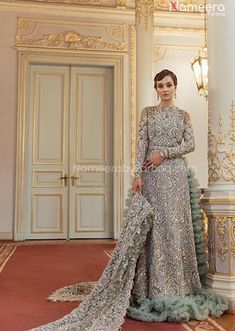 Buy Premium Sea Green Pakistani Bridal Lehenga Dress Emblazoned in its Embroidered work Kameez and Feather Lehnga paired with Heavy Net Sea Green Dupatta Nameera By Farooq, Pakistani Gown, Pakistani Bridal Lehenga, Lehenga Dress, Simple Lehenga, Iconic Dresses, Pakistani Bridal Dresses, Embellished Gown, Pakistani Bridal Wear