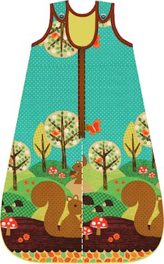 an oven mitt with the image of squirrels and mushrooms on it