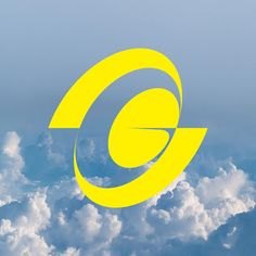 an image of the letter c in the sky with clouds behind it and above that is a yellow circle