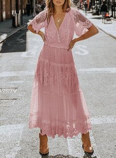 More colors available! Off Shoulder Lace Dress, Lace Dress Casual, Elegant Casual Dress, Elegant Maxi Dress, Dresses Style, Summer Fashion Dresses, Lace Patchwork, Vestidos Vintage, Patchwork Dress