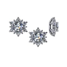 Elevate your look with the exquisite Pompeii3 Diamond Earring Stud Jackets, crafted in lustrous 14K white gold. These enhancers are designed to amplify the brilliance of your existing diamond or gemstone earrings, making them perfect for special occasions or everyday elegance.

- Material: 14K White Gold
- Color: Gold
- Fits: 3/4CT Diamonds (5.5-6mm)
- Total Diamond Weight: .90ct
- Gender: Female
- Age Group: Adult

These jackets are a versatile addition to any jewelry collection, offering a sea Luxury Platinum Diamond Earrings With Brilliant Cut, Luxury Platinum Cluster Earrings In Diamond White, Luxury Diamond White Platinum Cluster Earrings, Classic Diamond White Cluster Earrings For Formal Events, Classic Diamond White Cluster Earrings For Formal Occasions, Classic Cluster Earrings In Diamond White For Formal Events, Classic Cluster Earrings In Diamond White For Formal Occasions, Classic Diamond Earrings For Evening, Elegant Platinum Diamond Earrings For Formal Occasions