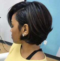 Side-Parted Short Brunette Hairstyle Short Black Hair, Bob Hairstyles, African American, Black Hair, A Woman, Black Women, Hairstyles, Hair, Black