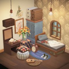 모동숲 인테리어 Acnh Small House Interior, Animal Crossing Hhp Ideas, Acnh Sloppy Room, Acnh Goldie House, Acnh First Room Ideas, Acnh Outside Home Ideas, Main Room Acnh, Acnh Hhp Apparel Shop, Animal Crossing Rooms