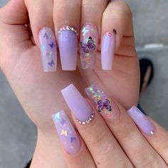 Bright Nails, Acrylic Nails Coffin Short, Butterfly Nail