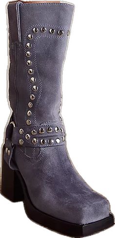 Western Style Boots With Rivets For Fall, Western Style Studded Heeled Boots For Fall, Western Moto Boots With Rivets For Fall, Western Studs Boots For Fall, Western Winter Boots With Studs, Western Boots With Silver Studs For Fall, Upcoming Fashion Trends, Square Toe Boots, Chunky Block Heels