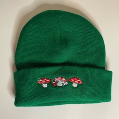 Brand New And Never Used. Great Quality! Novelty Green Beanie Hat, Beanie Hats, Stuffed Mushrooms, Women Accessories, Brand New, Hats, Green, Women Shopping, Color