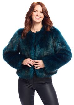 Fabulous-Furs Ocean Fox Faux Fur Happy Hour Jacket Faux Fur Cropped Jacket, Red Fur, Fabulous Furs, Faux Fur Jacket, Crop Jacket, Fur Jacket, Happy Hour, Print Tops, Suits For Women