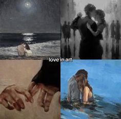 four different pictures with the words love in art