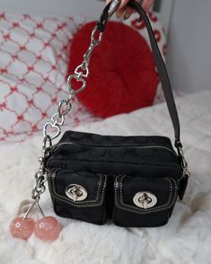 $520 free shipping   y2k coach black mini two front pocket hand bag🖤 - minor wear, view photos for any flaw. zoom in if needed  - price reflects rarity & demand, not in a rush to sell  - charms included #y2k #coach #vintage  *Coach small bags are considered an accessory good, they only have the “Made in China” tag, no creed* ────୨ৎ──── #y2k #vintage #coach #bags #coachbag  #y2kaesthetic #vintage #00s #2000s #holiday #christmasshopping Girls Tote, Vintage Coach Bags, Vintage Coach, Y2k Aesthetic, Black Mini, Rarity, Christmas Shopping, Hand Bag, Y2k Vintage