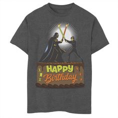 Celebrate his big day by surrounding him with family and friends wearing this Star Wars birthday tee. Celebrate his big day by surrounding him with family and friends wearing this Star Wars birthday tee. Crew neck Short sleeveFABRIC & CARE Cotton, polyester Machine wash Imported Size: X Small. Color: Charcoal. Gender: male. Age Group: kids. Material: Cotton Blend. Father And Son Birthday Cake, Birthday Cake Graphic, Cake Graphic, Star Wars Birthday Cake, 13 Birthday, Star Wars Birthday, Birthday Tee, Dallas Stars, Sons Birthday