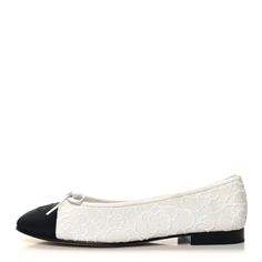 Chanel Ankle Strap Flats, Chanel Ballet Shoes, Silver Chanel Ballet Flats, Chanel Two Tone Ballet Flats, Chanel Fabric, Chanel Ballet Flats Black And White, Thrift Manifest, Chanel Flats, Black Cap