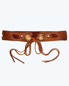 Rustic Adjustable Concho Belt, Rustic Adjustable Belt With Concho Detail, Western Style Leather Belts For Festivals, Western Leather Belts For Festivals, Bohemian Brown Rope Belt, Brown Leather Corset Belt For Festivals, Festival Leather Concho Belts, Leather Concho Belts For Festivals, Adjustable Brown Concho Belt