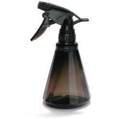 a brown and black spray bottle on a white background