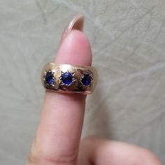 9k Vintage Gold Ring Some Damaged On Paste Please See Pictures Its Scrached On The Edges But You Can Take It To A Jeweler To Have It Polished. It Was Sz At One Point As Seen On Pictures Not By Me Sz 5 But Fits Smaller Please See Pictures Before Purchasing No Refunds Or Exchanges After Purchasing Thank You. Vintage Gold Sapphire Ring With Cabochon, Vintage Gia Certified Sapphire Ring Gift, Gold Vintage Sapphire Cabochon Ring, Vintage Gold Amethyst Cabochon Ring, Vintage Multi-stone Amethyst Ring In 14k Gold, Donut Ring, Vintage Gold Rings, Womens Jewelry Rings, Vintage Gold