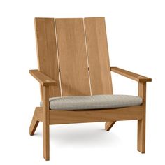 a wooden chair with a cushion on it