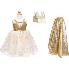 Deluxe Gold Sequins Dress Up Bundle, 3 pcs, Size 5-6 - Great Pretenders Play | Maisonette Festive Sequin Dress For Dress-up, Holiday Sequin Dress For Dress-up, Elegant Holiday Sequin Dress For Dress-up, Elegant Gold Dress For Costume Party, Elegant Holiday Sequin Dress, Gold Holiday Celebration Dress, Festive Princess Dress In Gold, Festive Princess Gold Dress, Festive Gold Princess Dress