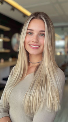 Straight Hair Haircuts For Girls With Straight Hair, Macy Aesthetic, Middle Part Straight Hair, Straight Hair Cut, Long Straight Blonde Hairstyles, Straight Hair Women, Medium Length Straight Hair, Haircuts For Long Hair Straight, Long Hair Cuts Straight