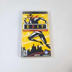 an image of a video game called exit on the nintendo wii case that is sitting on top of a white table