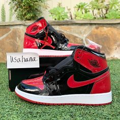 Nike Air Jordan 1 High Retro Og Patent Bred Brand New Original Box 6 Youth | Women’s 7.5 6.5 Youth | Women’s 8 - Sold Select Women’s Size When Check Out 100% Authentic Receipt Ships Within 24 Hours Final Sale #Snkrs #Hypebeast Sporty Sneakers With Red Sole And Patent Leather, Sporty Sneakers With Red Sole In Patent Leather, Black Patent Leather Sneakers With Red Sole, Sporty Patent Leather Sneakers With Red Sole, Streetwear Patent Leather Sneakers With Red Sole, Patent Bred 1s, Air Jordan 1 Patent Bred, Air Jordan 1 Red And Black Shiny, Red And Black Air Jordan 1