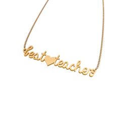 Best Teacher Necklace (necklace) Teacher Necklace, Teachers Necklace, Necklace Necklace, Best Teacher, Home Page, Gold Necklace