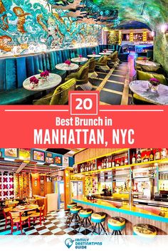 the best brunch in manhattan, new york is featured on this postcard