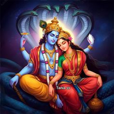 an image of lord and goddess sitting on the ground