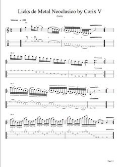 the guitar tab for licks de metal necelastico by cor v