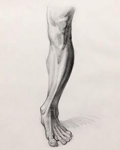 a black and white drawing of a person's foot with no shoes on it