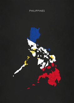 a map of philippines with the colors of red, white and blue on it's black background