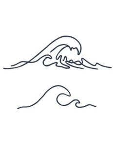 two waves in the ocean with one line drawing