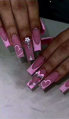 Paznokcie Hello Kitty, Quinceanera Nails, Unghie Sfumate, Nails Design With Rhinestones, Cute Acrylic Nail Designs, Hello Kitty Nails, Acrylic Nails Coffin Pink, Long Square Acrylic Nails