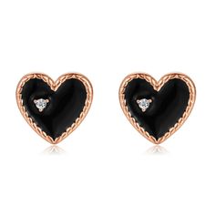 PRICES MAY VARY. 💗Material: The heart-shaped earrings are made of 925 sterling silver, combined with fine craftsmanship, to create a pair of exquisite earrings. A repeatedly polished zircon is inlaid on the left side of the heart, shining like a diamond 💗Design concept: The shape of the ear studs is a heart shape, with a shiny zircon embedded in the black surface. This indicates that we will find our partner in the vast crowd, illuminate the darkness with love, and use love to bring brilliant Black Sterling Silver Heart Earrings, Elegant Black Earrings With Heart Charm, Black Earrings With Heart Charm For Gift, Black Heart-shaped Earrings For Gift, Black Heart Charm Earrings As Gift, Black Heart Earrings For Gift, Black Earrings For Valentine's Day Anniversary, Black Earrings For Anniversary On Valentine's Day, Rose Gold Heart Earrings For Valentine's Day Formal