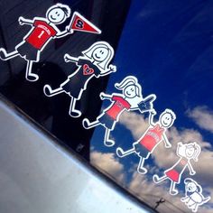 some stickers on the side of a car