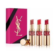 What It Is: Get A Luscious, High-Shine Look In Three Top-Selling Shades Of Ysl Rouge Volupt Shine Lipstick. Set Includes: - Rouge Volupte Shine In 9 Nude Sheer - Rouge Volupte Shine In 12 Corail Dolman - Rouge Volupte Shine In 83 Rouge Cape What It Does: Find Your Favorite Easy To Wear, Lip Enhancing Lipstick For Every Occasion In This Limited Edition Set. This Skin-Loving Formula Is Packed With Antioxidants From Extracts Of Pomegranate And Rosemary That Reduce The Look Of Fine Lines, While Cand Sephora Gift Sets, Sephora Holiday, Ysl Lipstick, Yves Saint Laurent Makeup, Vinyl Lips, Dior Lip Glow, Shine Lipstick, Makeup Gift Sets, Ysl Beauty