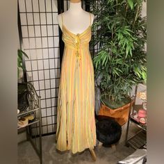 Brand New, Never Worn, Floor Length, Light-Weight, Cotton Maxi Dress. Yellow Long Dress For Summer, Yellow Lined Maxi Dress For Summer, Long Yellow Summer Dress, Yellow Flowy Maxi Dress For Vacation, Flowy Yellow Maxi Dress For Vacation, Lined Yellow Summer Dress, Yellow Lined Dress For Summer, Yellow Long Dress For Vacation, Mustard Maxi Beach Dress