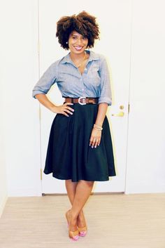 Chambray Shirt Outfits, Rok Midi, Teacher Outfits, Outfit Combinations, Chambray Shirt, Work Attire, Fashion Mode, Looks Style, Mode Inspiration