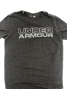 Excellent condition. Measurements Laying Flat, Chest:  Length: Under Armour Crew Neck T-shirt With Logo, Under Armour Sporty T-shirt With Letter Print, Under Armour Cotton T-shirt With Letter Print, Under Armour Sporty T-shirt With Logo Print, Gray Sports T-shirt With Logo Print, Gray Logo Print Sports T-shirt, Under Armour Short Sleeve T-shirt With Letter Print, Under Armour Sporty Tops With Letter Print, Under Armour Sporty T-shirt For Sports