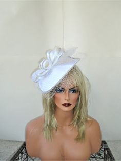 High quality white braid hat with rhinestones and netting You will receive the hat in the mail 4-6 business days after purchase shipped priority 3 day  see the shop for 150 more trending hats Navy Blue Fascinator, Rhinestone Hat, Kentucky Derby Wedding, Trending Hats, Blue Fascinator, Pink Fascinator, Boulder City, Black Fascinator, Bride Hat