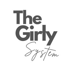 the girl system logo with black and white lettering on a white background that reads,'the girl system '