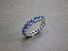 Eternity Blue Sapphire Ring in White Gold - HN JEWELRY