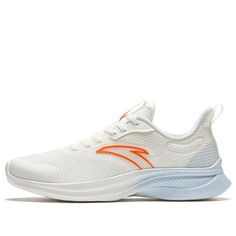 (WMNS) ANTA Running Shoes 'White Orange' 922335501-4 White Lace-up Sneakers For Running, White Sneakers With Branded Insole For Jogging, Off-white Round Toe Sneakers For Sports, White Lace-up Running Sneakers, White Low-top Running Shoes With Cushioned Footbed, White Slip-on Breathable Running Shoes, White Cushioned Low-top Running Shoes, Comfortable White Sports Walking Shoes, Comfortable White Walking Shoes For Sports