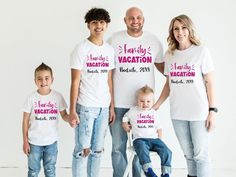 Matching family vacation outfit is the perfect custom way to get into the vacay mode. Customized with name and personalized to stand out, this is a sure winner for the whole travel crew. Get your squad ready for trip, cruise or beach life adventure. It's more than a fashion statement; it's a feeling. This inspirational t-shirt will make you feel positive, comfortable, empowered, and confident. We make sure to print only on high-quality fabric that will not get scratchy or fade. We also choose cl White Crew Neck T-shirt For Family Outings, White Short Sleeve T-shirt For Family Outings, White Short Sleeve Tops For Family Outings, Family Vacation T-shirt With Custom Print, Family Matching T-shirts For Vacation, Family Summer T-shirt With Name Print, Family Matching T-shirts For Family Vacation, Matching Family T-shirts For Summer, Personalized Family Matching T-shirt For Summer