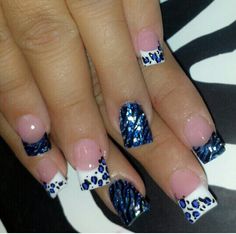 Black and blue cheetsh/zebra nails Dark Blue Y2k Nails, Blue Y2k Nails, Blue Animal Print Nails, Edible Gummies, Zebra Print Duck Nails, Duck Tip Nails, Y2k Nail Inspo Cheetah Print, Mcbling Nails