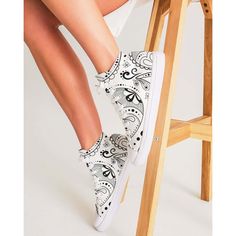 Our White Paisley Bandana Hightop Canvas Shoes are a minimalist sneaker but gives comfort for a day or edgy night look. Their upper part is handcrafted from high quality Polyester Canvas for maximum comfort and performance.Their lace-up closure provides for a snug fit, while their padded collar and soft insoles make them incredibly comfortable to wear! Breathable lining, soft insole Faux leather toe cap Lace-up front Padded collar Printed, cut, and handmade Size & Fit Runs TTS See size chart Mat Minimalist Sneakers, Paisley Bandana, Photo Proof, Night Looks, Canvas Shoes, Snug Fit, Wedding Shoe, High Tops, Paisley